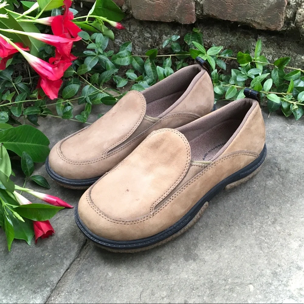 Merrill Treviso Moc Kids Tan Stone Black Walking Hiking Shoes Slip On NEW Size 1
